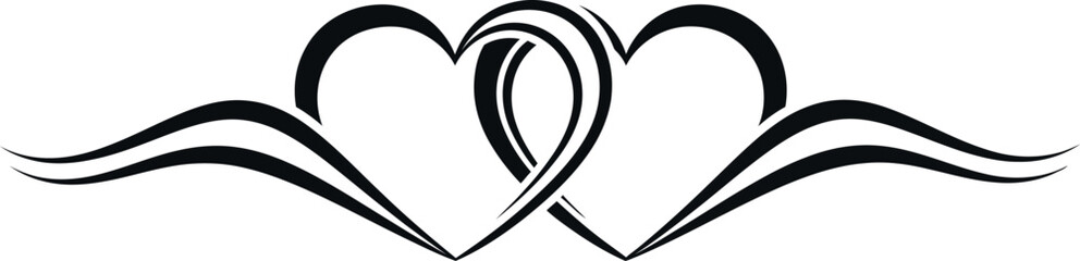 Elegant intertwined hearts decorative flourish symbolizing love and connection vector