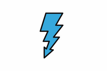 Fototapeta premium A stylized, light-blue lightning bolt graphic, outlined in black.
