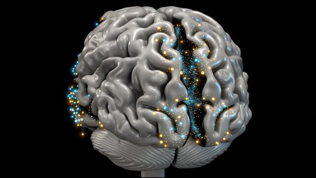 BDNF. Brain-Derived Neurotrophic Factor. Neuroplasticity. Brain health. Cognitive function. 3D representation of a brain with neural connections illuminated