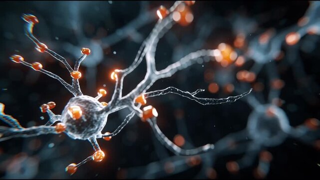 BDNF. Brain-Derived Neurotrophic Factor. Neuroplasticity. Brain health. Cognitive function. A detailed illustration of neurons with glowing connections.