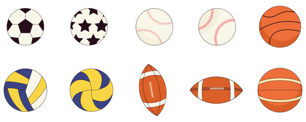Collection of Sports Balls for Various Athletic Games