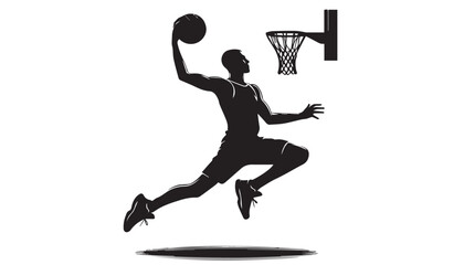 Obraz premium silhouette of basketball player slamdunk