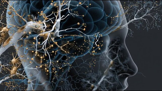 BDNF. Brain-Derived Neurotrophic Factor. Neuroplasticity. Brain health. Cognitive function. An artistic representation of neural connections in the human brain.