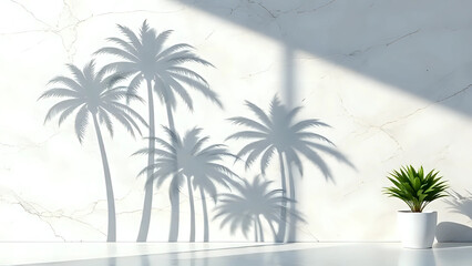 Palm tree shadow on the  room