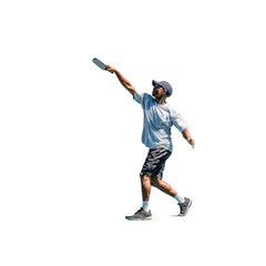 Man Playing Pickleball, Dynamic Action Shot of a Male Pickleball Player Serving
