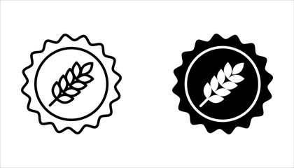 gluten free food allergy product dietary wheat ears icon set. Agriculture line and flat icon on white background
