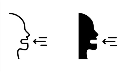 Breathing line icon set. Breath difficulties sign on white background