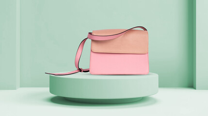 Elegant, two-tone pink shoulder bag featuring a soft leather finish and adjustable strap for...