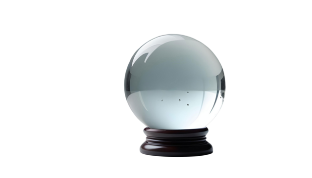 A glass ball reflecting light against a transparent background, evoking a mystical Halloween atmosphere
