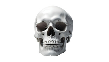Fototapeta premium A stark human skull against a transparent backdrop, symbolizing the eerie spirit of Halloween and the mystical