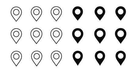 Diverse location pin set for web design or mapping apps offering versatile navigation icons for developers