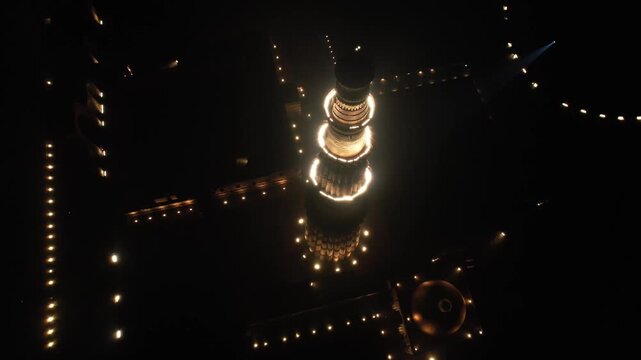 Drone clip of Qutub Minar a Unesco world heritage site in Delhi capital of India