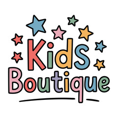 Colorful kids boutique logo with stars and playful typography