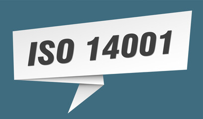 iso 14001 banner. iso 14001 speech bubble, label, sticker, sign template