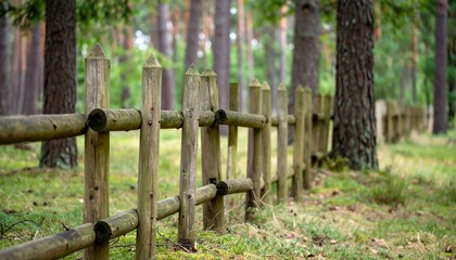 Wooden fence in forest