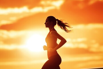 Runner enjoying a sunset jog on a warm evening near the shore
