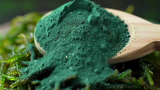 Spirulina powder with healthy superfood.