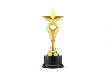 Golden trophy award symbolizing achievement success and excellence on