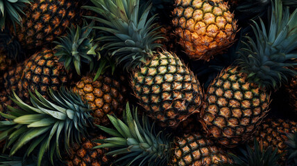 Obraz premium Fresh pineapples as a background 