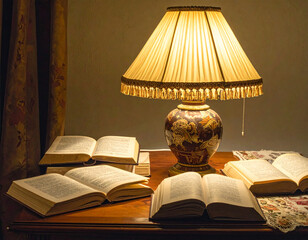 Lamp books reading study interior
