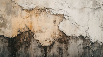 Obraz premium A vintage background with a cracked and weathered wall featuring peeling plaster, offering a textured, grunge aesthetic.