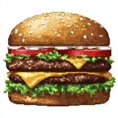 Pixel art double cheeseburger illustration