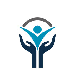 People care protection logo symbol, Childcare vector sign template