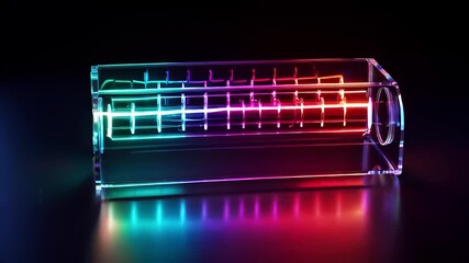 Transparent acrylic box with colorful LED lights inside, showcasing a vibrant light display. - Powered by Adobe
