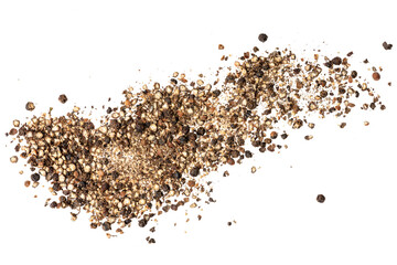 Photo of black pepper taken with a high-resolution camera using on a white background.