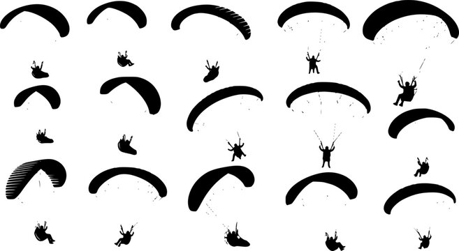 Paragliding silhouettes, Paragliding SVG, Flying paragliding silhouettes, Paragliding vector, Paragliding clipart, Paragliding bundle