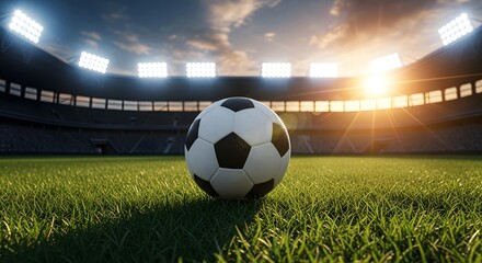 Naklejka premium Soccer Ball in Stadium Center
