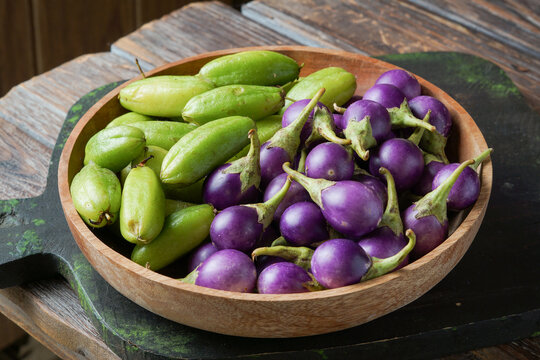 Terung Ungu Mini and Belimbing Buluh Fresh Tropical Vegetables