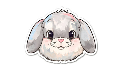 Adorable Watercolor Bunny Face Sticker