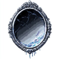 Broken mirror ornate frame