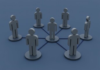 Obraz premium Abstract human figures connected in a network diagram representing teamwork and community