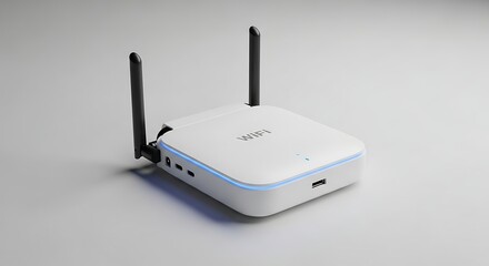 Fototapeta premium Modern WiFi Router with Antennas for Wireless Internet Connectivity