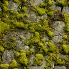 moss on seamless stone wall