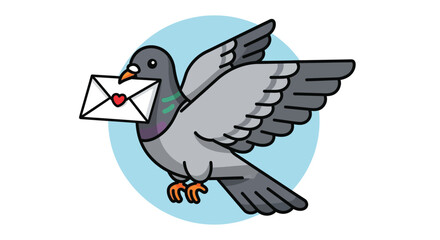 Illustration of a Pigeon Carrying an Envelope