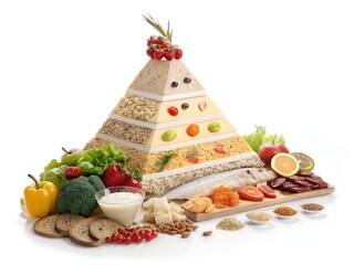 Nutritional food pyramid display showcasing healthy eating choices and food groups