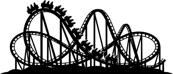 Rollercoaster silhouette vector. Rollercoaster Black flat icon illustration
