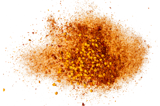 Photo of chili powder taken with a high-resolution camera using on a white background.