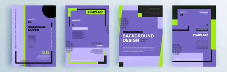 Fototapeta premium Modern abstract covers set, minimal covers design. Colorful geometric background, vector illustration.