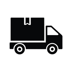 A black delivery truck icon shows a box ready for transportation services