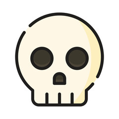 Cartoon skull vector, spooky Halloween bone illustration for scary and horror theme