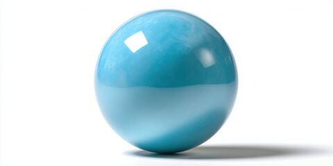 Obraz premium Glossy blue sphere on white background with shadows and reflections
