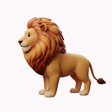 3d animation of a male lion, isolated on white