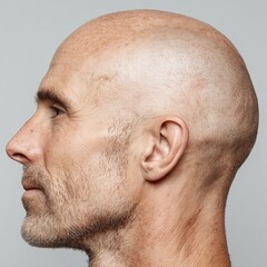 Naklejka premium Profile of mature caucasian male with bald head and distinctive facial features