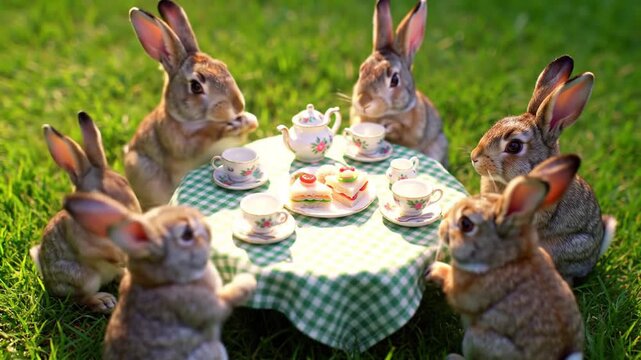 easter bunny with easter eggs