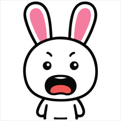 Angry Bunny Shouting Expression Cute Cartoon Illustration