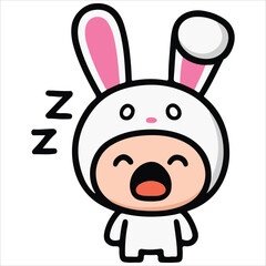 Sleeping Bunny with Zzz Symbol Cartoon Vector